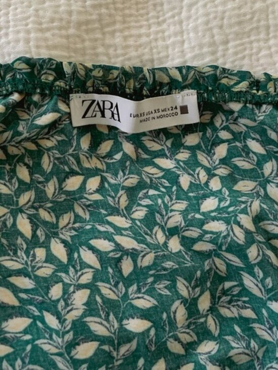 Zara Green Floral Off-Shoulder Dress - Picture 3 of 6